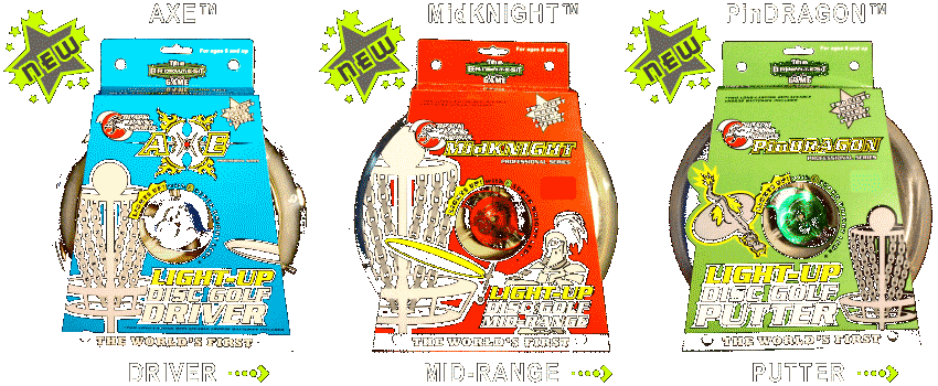 Play Frisbee Golf at night - LED Disc Golf Drivers + Light Up Disc Golf Putters + Lighted Disc Golf Mids
